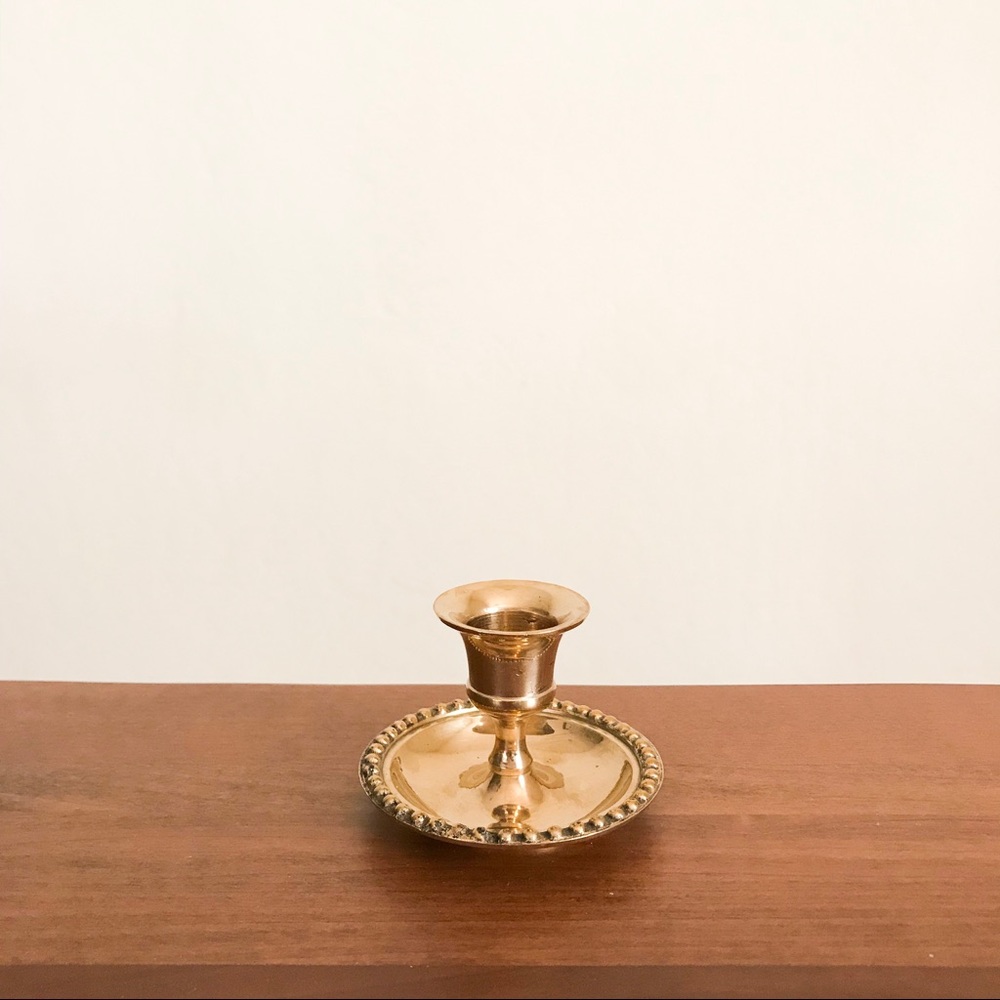 Small vintage brass candle holder